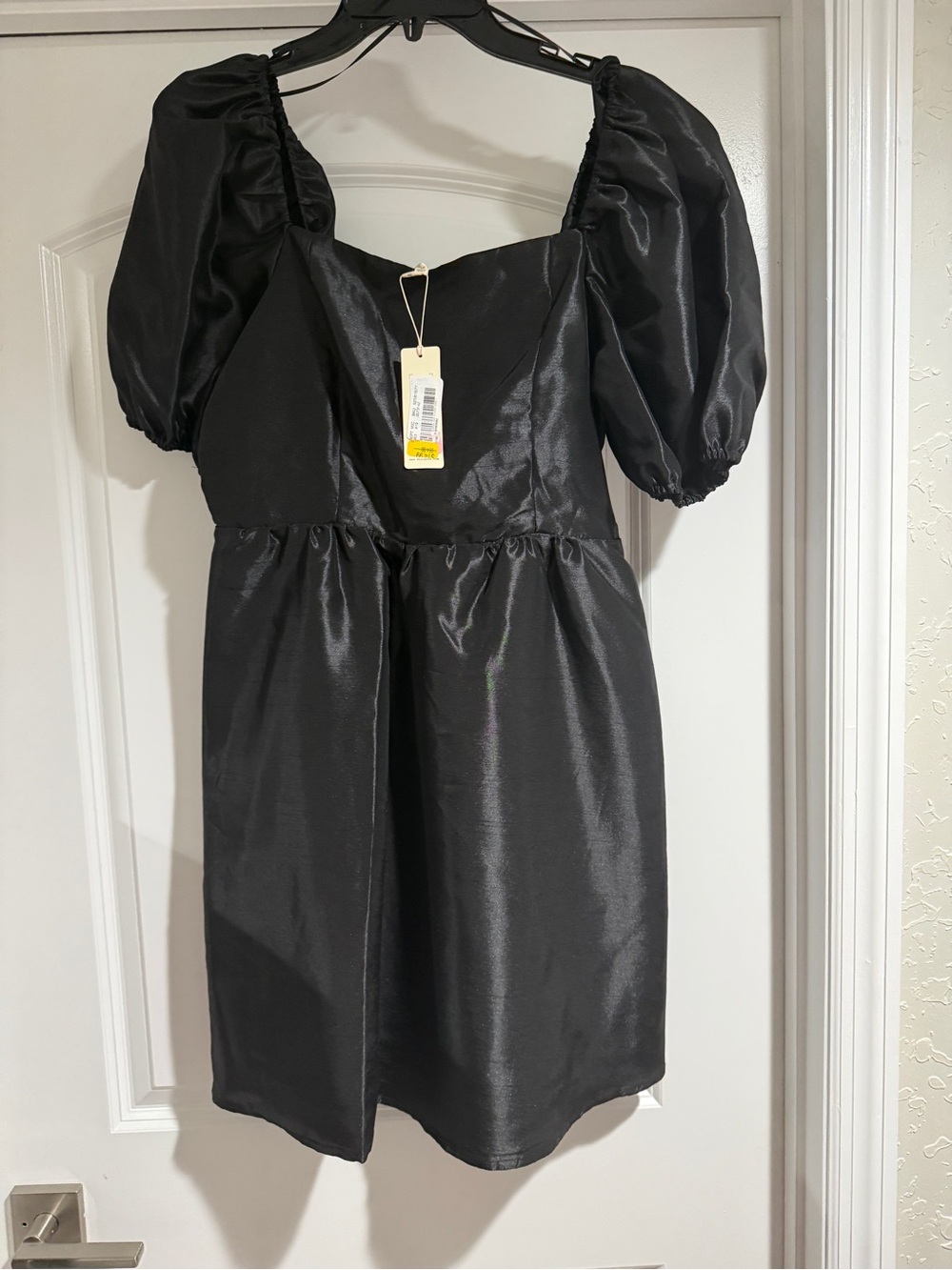 Black Puff Sleeve Mini Dress